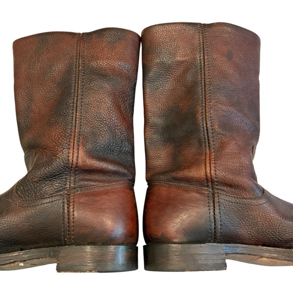 Frye Heath Outside Zip Leather Boots, Maple Brown, Sz 9 - Picture 13 of 16